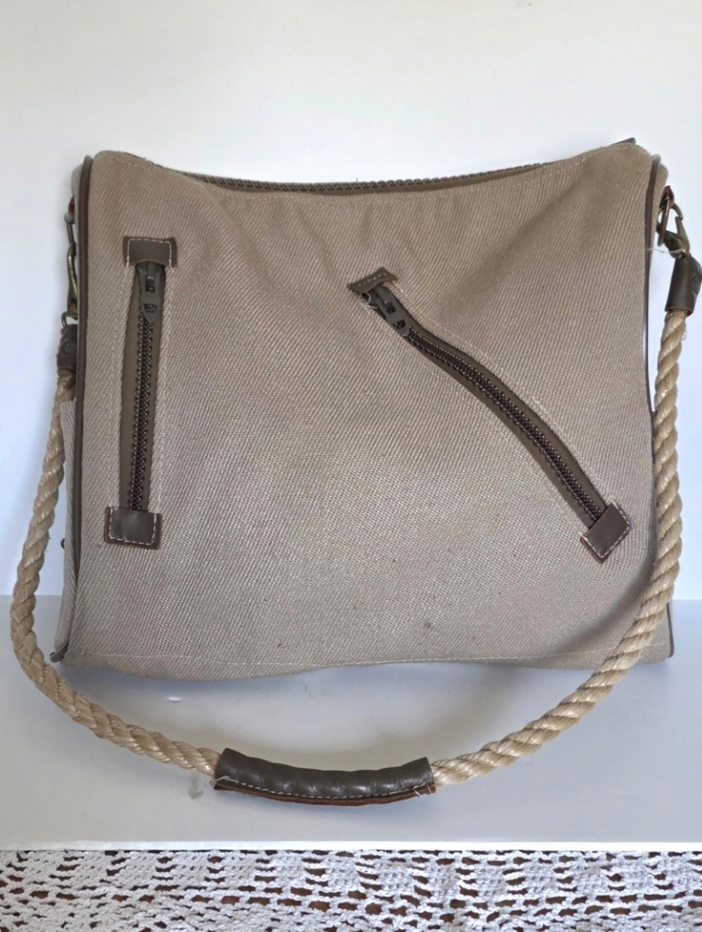 Hartmann Luggage Neutral Canvas Overnight Bag Travel Bag with Rope Strap